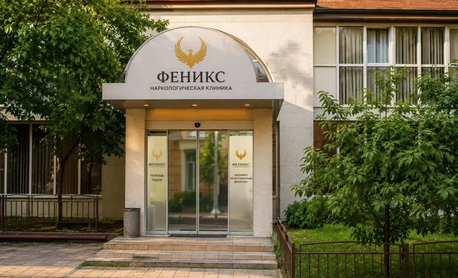 Вход в наркологическую клинику «Феникс» в Ленинске